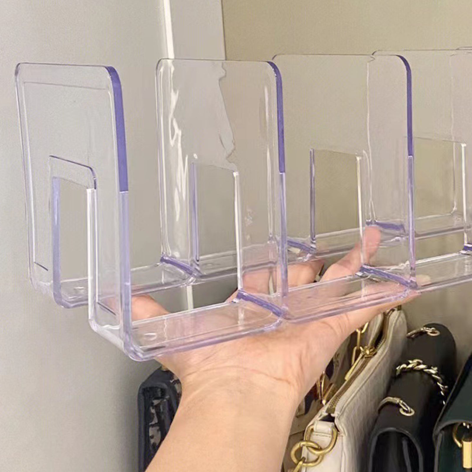 Handtaschen-organizer, Zuhause, Transparentes Taschenregal, Schlafzimmer, Mini-taschenablage, 3 Fächer