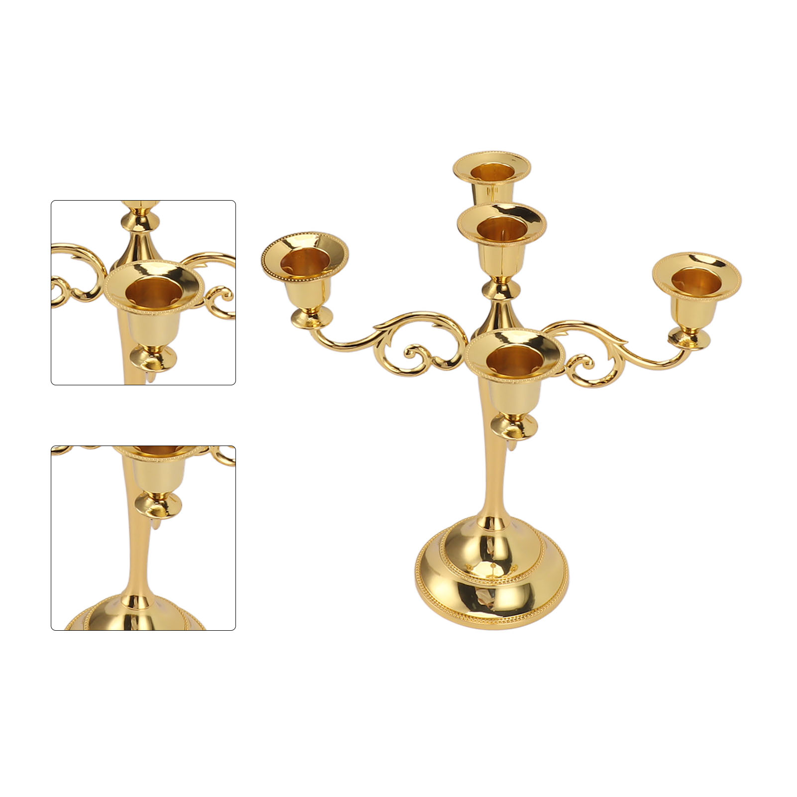 Retro-kerzenständer Aus Eisen Mit Fünf Armen, Dekoratives Mittelstück Für Zuhause Und Kirche, Gold