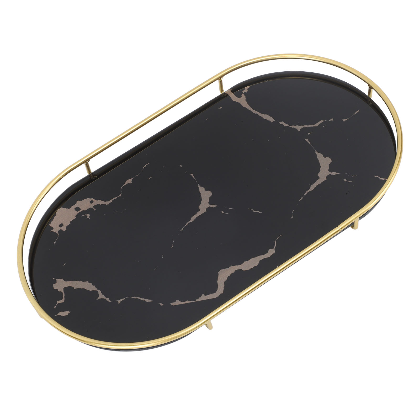 Ablageschale Fürs Badezimmer, Leicht, Luxuriös, Dekorativ, Oval, Goldfarben, Strukturiert, Badezimmer-organizer Für Seife, Handtücher, Papierservietten, Schmuck, Make-up, Schwarzer Sockel
