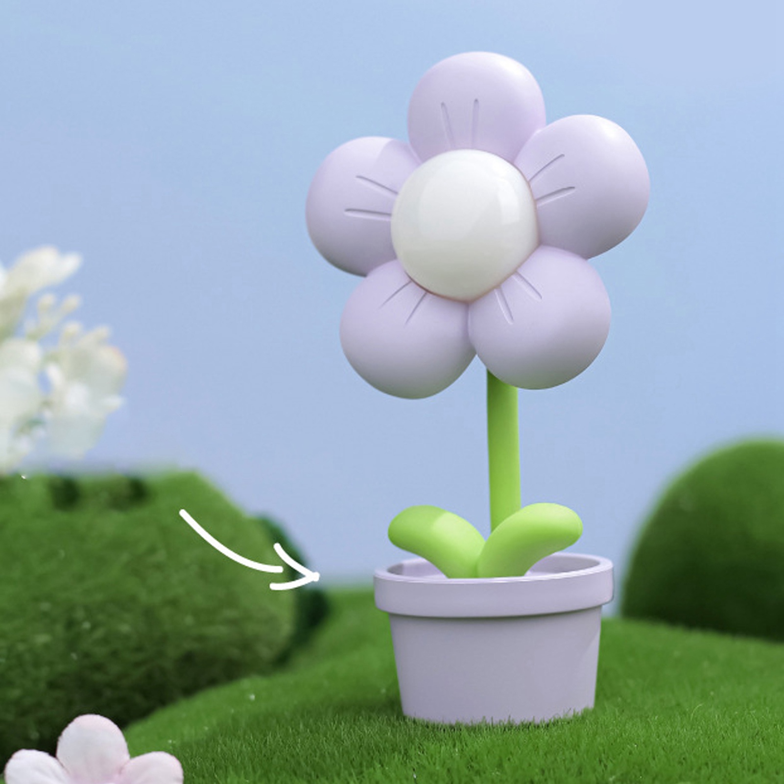 Blumenförmiges Nachtlicht Für Kinder, Weich, 360° Biegsam, Batteriebetrieben, Fürs Wohnzimmer, Lila