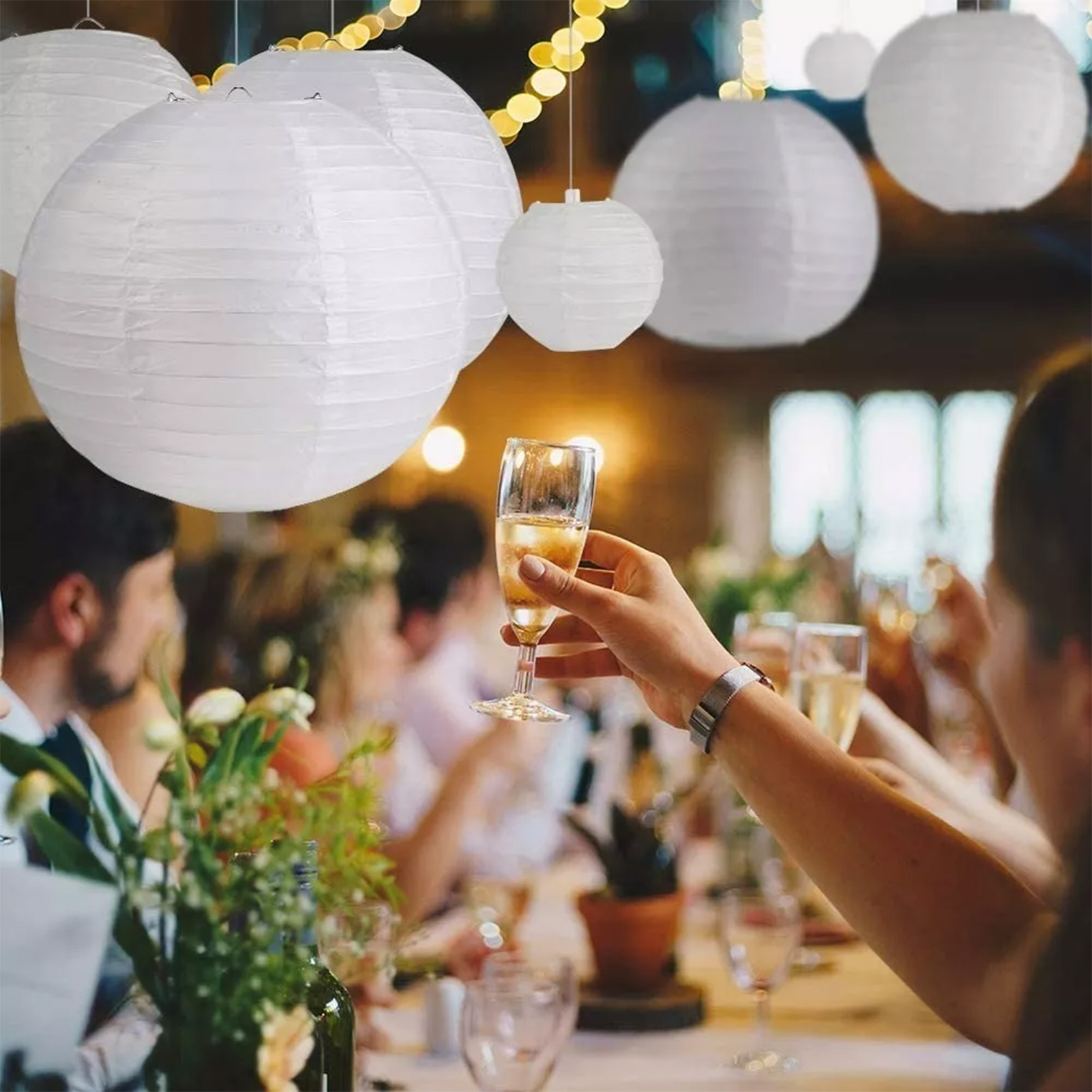Dekorative Runde Papierlaterne Im Chinesischen Stil Mit 10 Led-lichtern Für Hochzeiten, Weihnachtsfeiern