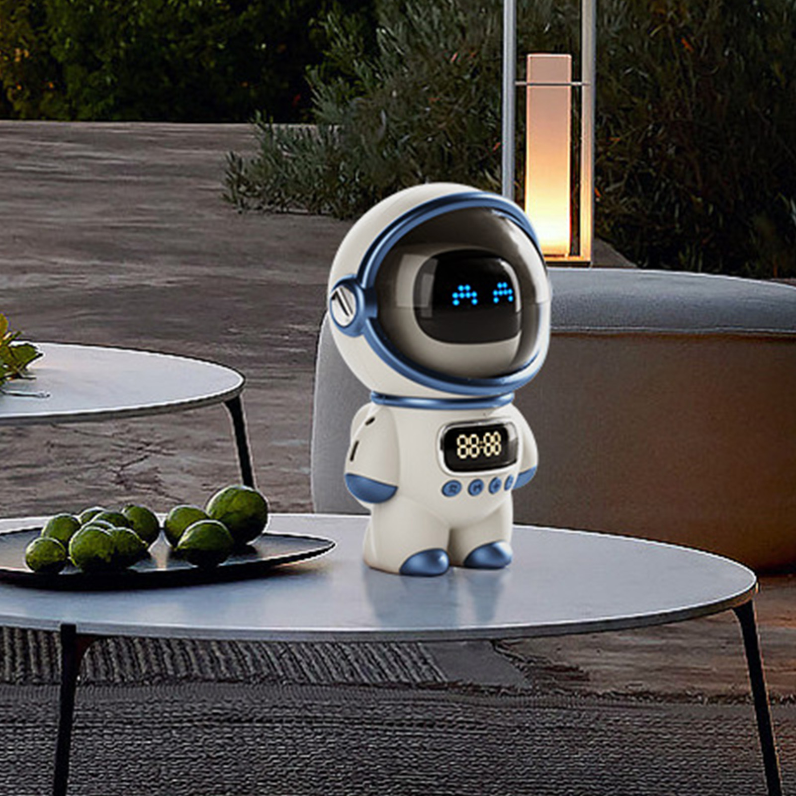 Astronauten-ki-lautsprecher, Intelligenter Bluetooth-lautsprecher Mit Sprachsteuerung, Kleine Nachtlicht-uhr, Geburtstagsgeschenk, Weiß