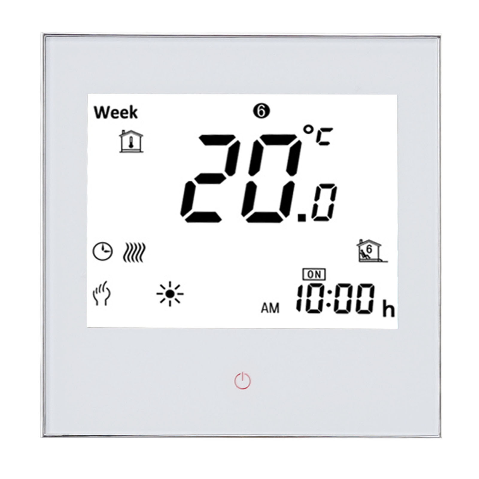 Programmierbarer Elektrischer Heizungsthermostat Mit Lcd-touchscreen, Pc Und Abs, Für Den Heimgebrauch, Weiß, Ac 95–240 V