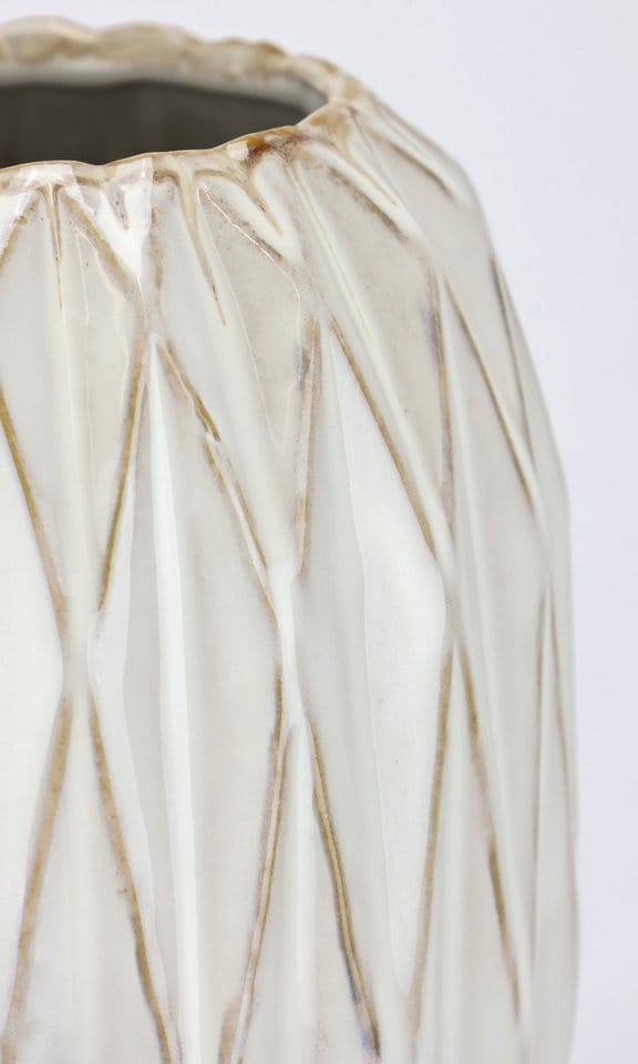 I.GE.A. Dekovase Vase aus Keramik (1 St), Blumentopf geriffelt Zylinderform Übertopf Keramikvase Deko Dekovase