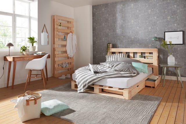 OTTO home Kopfteil "ALASCO " Made in Europe, FSC® zertifiziertes Massivholz, für Palettenbett Alasco, aus Massivholz, mit 7 offenen Fächern