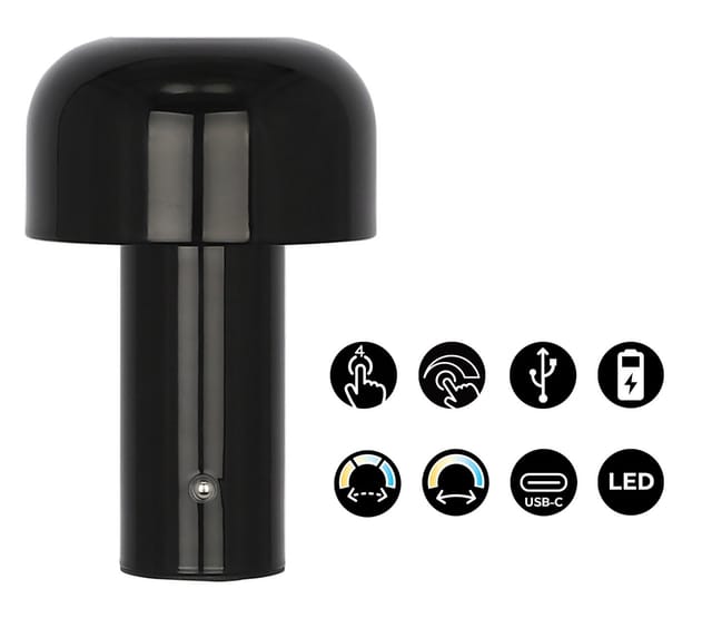 OTTO home LED Tischleuchte Ronno, Dimmer, Dimmfunktion, Ein-/Ausschalter, Farbsteuerung, USB-Ladefunktion, mehrere Helligkeitsstufen, LED fest integriert, warmweiß - kaltweiß, USB-C, Akku, Typ-C-Ladekabel, CCT, Tischlampe kabellos, Akkulampe