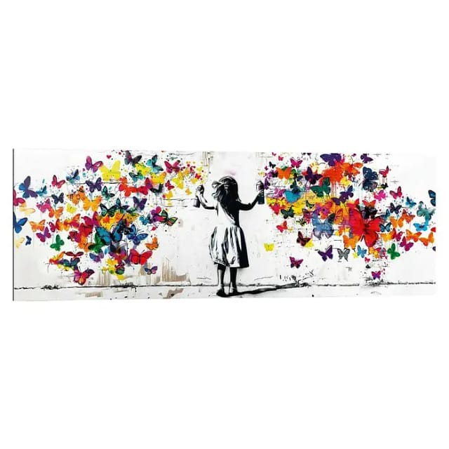 Reinders! Deco-Panel Graffiti-Schmetterlinge, Teenager Zimmer - Mehrfarbig - MDF - Street Art - 90x30 cm