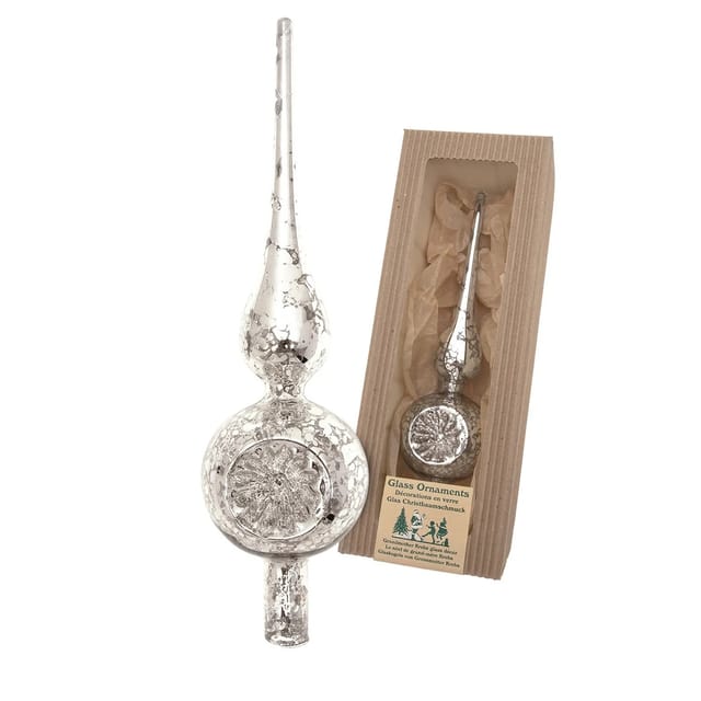 Krebs Glas Lauscha Christbaumspitze Antike Mercury Glas Reflexspitze (1-tlg), Christbaumspitze aus Glas, mundgeblasen, handgefertigt