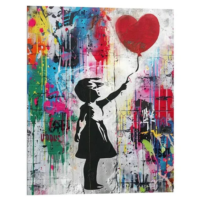Reinders! Deco-Panel Graffiti-Ballon, Teenager Zimmer - Inspiriert von Banksy - Mehrfarbig - MDF -Street Art