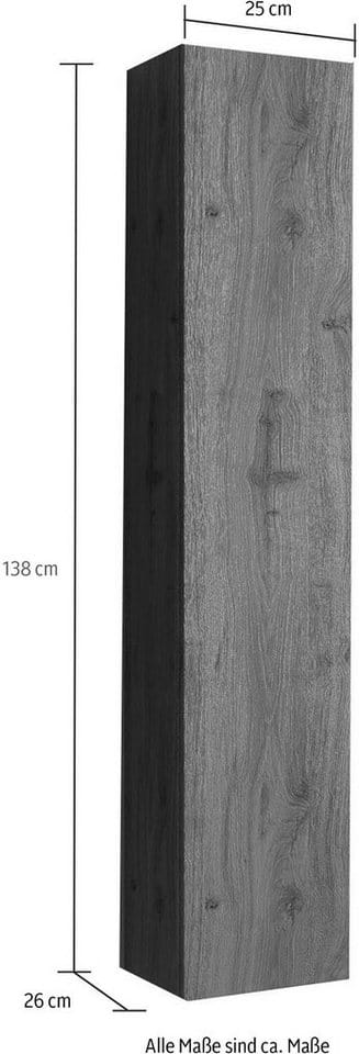 welltime Hängeschrank Hamburg Badschrank mit 1 Tür, Höhe 138 cm, Breite 25 cm