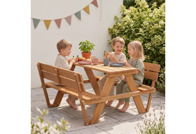 roba® Kindersitzgruppe Picknick for 4 Outdoor Deluxe, Teakholz-Optik, mit Lehne