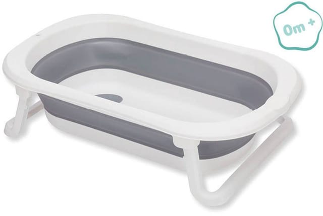 Fillikid Babybadewanne Faltbadewanne Orka, grau-weiß, inkl. Ablaufstöpsel