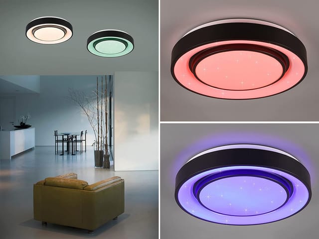 Reality Leuchten LED Deckenleuchte Mona, Dimmfunktion, Farbwechsel, Leuchtdauer einstellbar, Memoryfunktion, Nachtlichtfunktion, Smart Home, Timerfunktion, mehrere Helligkeitsstufen, LED fest integriert, Farbwechsler, WiZ Smarthome Deckenlampe Ø 38cm Steuerung per App RGB + CCT, dimmbar