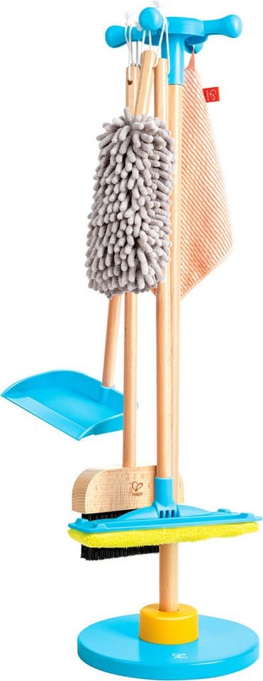 Hape Kinder-Besen Spielzeug-Putzset mit Ordnungsständer, (Set, 6-tlg)
