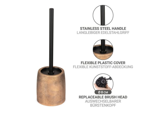 WENKO WC-Garnitur Tremea, Keramik in bronze matt, Toilettenbürste mit Kunststoffabdeckung