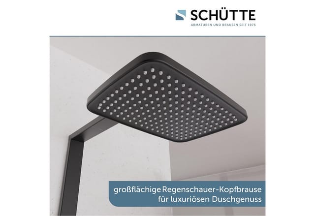 Schütte Duschsystem HAWAII Überkopfbrause-Set, Höhe 115 cm, 3 Strahlart(en), Komplett-Set, Inkl. Montagematerial und Dichtungen, mit Thermostatarmatur, Glasablage, Brausehalter