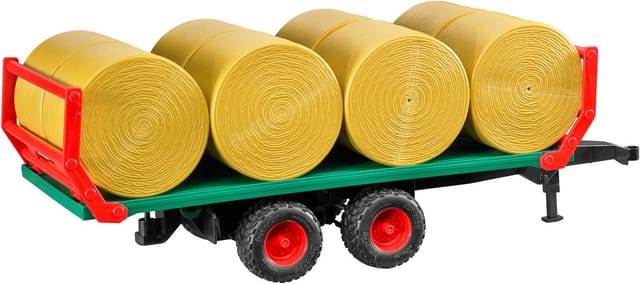 Bruder® Spielfahrzeug-Anhänger Ballentransportanhänger 44 cm mit 8 Rundballen (02220), Made in Europe
