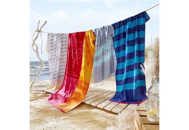 Dyckhoff Strandtuch Aquarius, Frottiervelours (1-St), eine Seite Velours, eine Seite Frottier