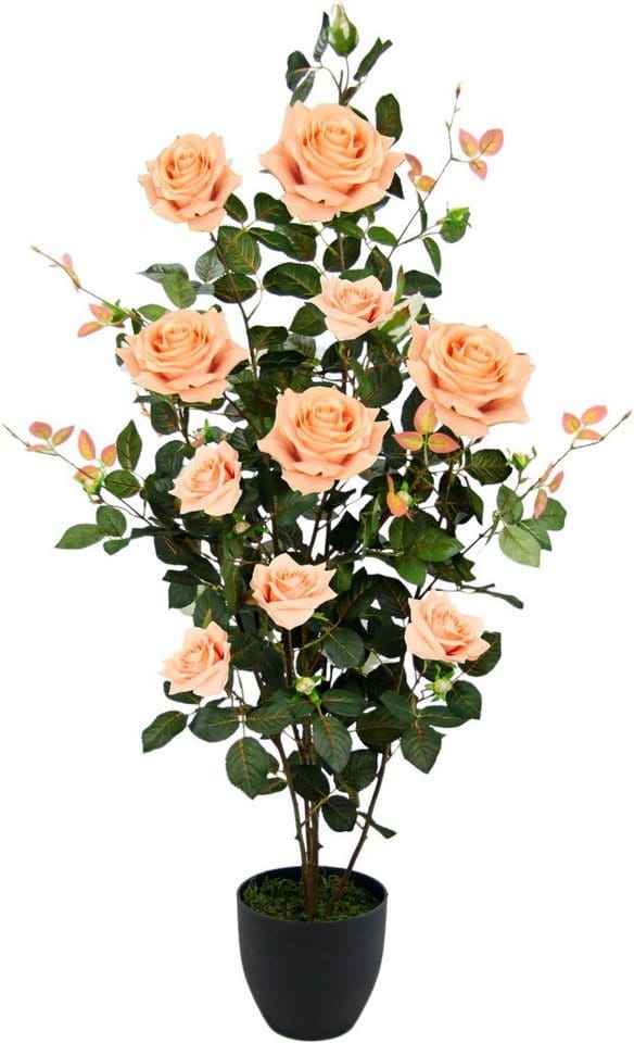 Kunstbaum Rosenbusch im Topf, I.GE.A., Höhe 115 cm, Kunstrosen Kunstpflanzen Rosenstrauch Deko Hochzeit