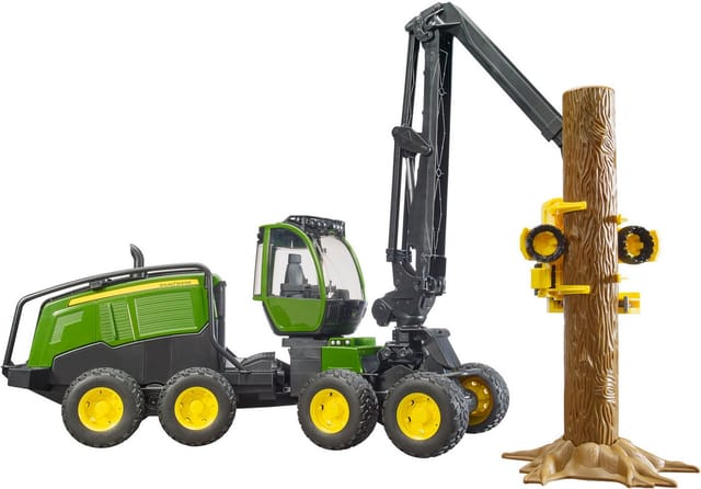 Bruder® Spielzeug-Forstmaschine John Deere 1270G Harvester mit 1 Baumstamm (02135), Made in Europe