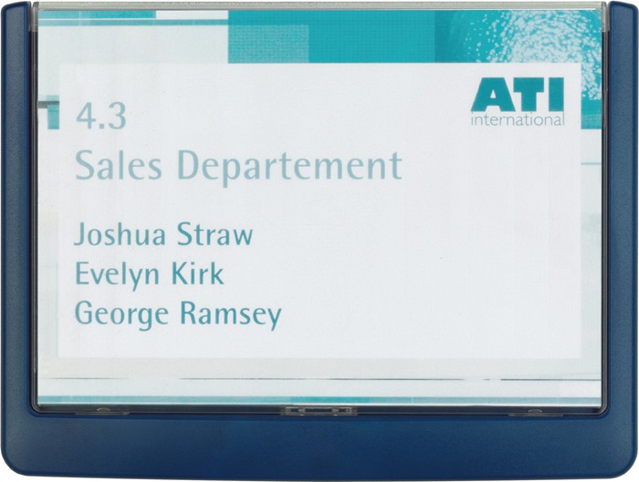 Tür-/infoschild B149xh105,5mm Sichtfenster Acrylglas Rücken Abs Blau Durable