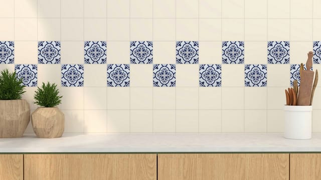 Home affaire Fliesenaufkleber blaue Ornamente (Set, 12 St), Stickerfliesen, selbstklebend, Sticker, 12er Set