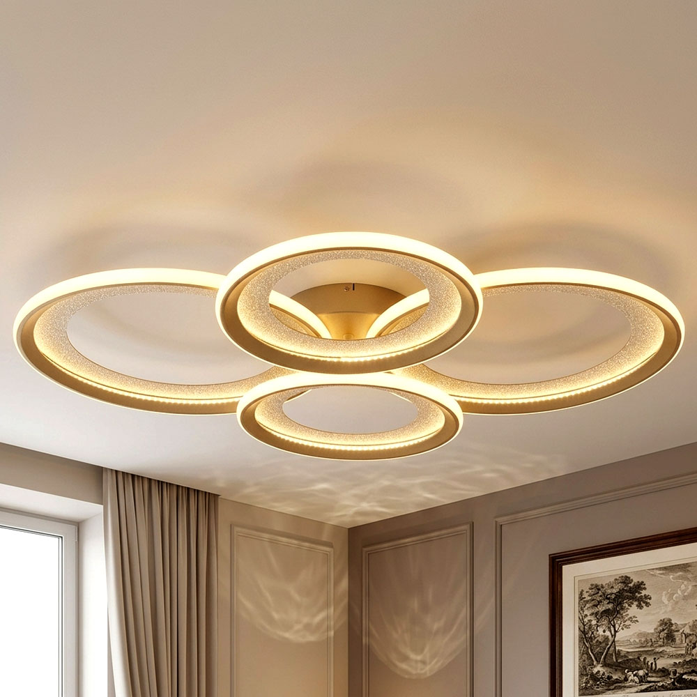 Led Deckenleuchte Deckenlampe Flurlampe Ringe Verstellbar Sandfarben L 85,5 Cm