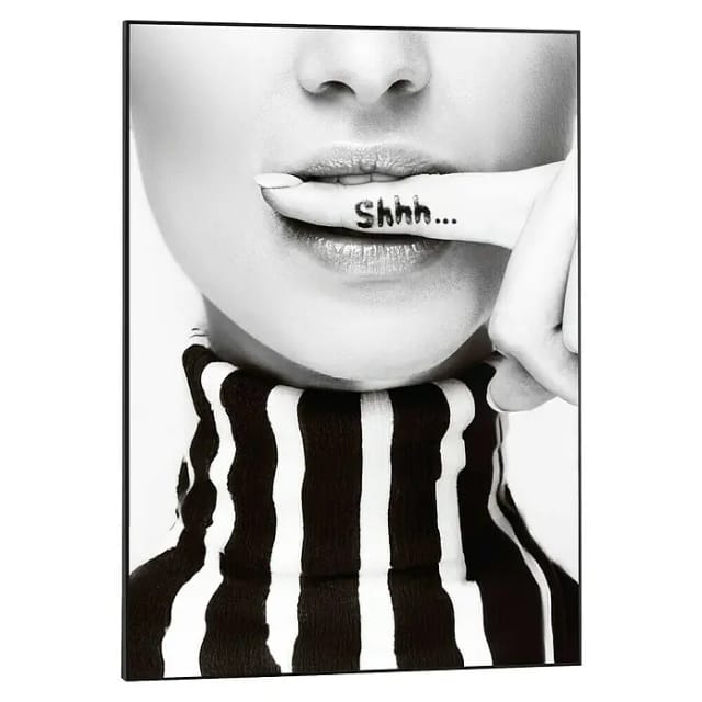 Reinders! Poster Ssshhh!, Home Office - Frau - Stille - Schwarz-Weiß - MDF - Menschen - 50x70 cm