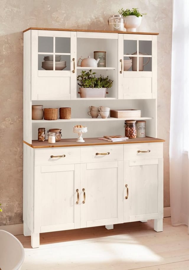 Home affaire Küchenbuffet Alby Breite 125 cm, 2 Glastüren, 2 Schubladen
