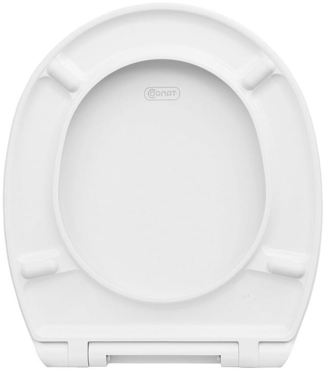 CORNAT WC-Sitz Klassisch weißer Look - Pflegeleichter Duroplast - Quick up, Clean Funktion - Absenkautomatik - Montage von oben / Toilettensitz