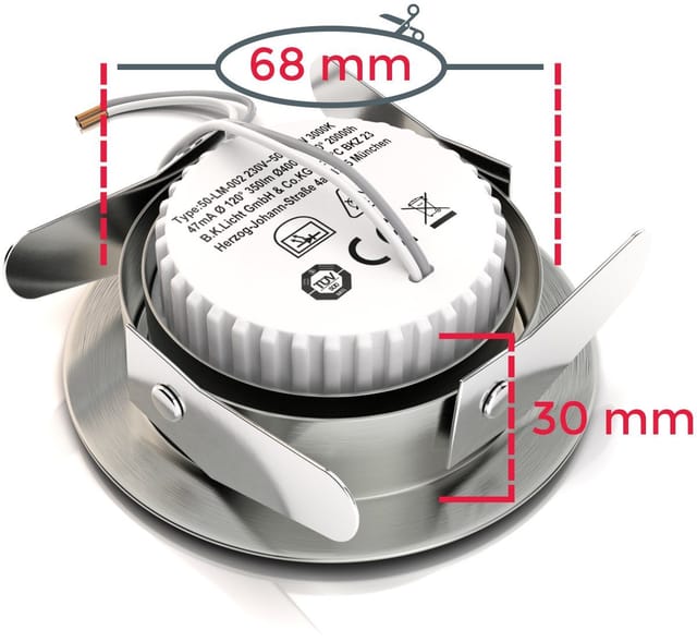 B.K.Licht LED Einbauleuchte 6er Set Einbaustrahler, Schwenkbare Deckenspots, flache Spots, LED fest integriert, Warmweiß, 3.000K, 400Lm, 4,8W, Kunststoff, 8,2 x 3 cm, Nickel