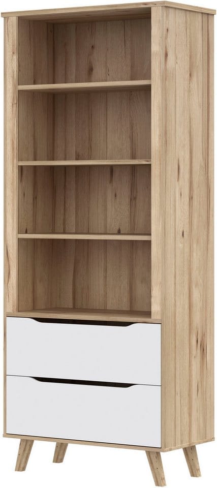 FORTE Wandregal Vankka Regal 2 Schubkästen, Regal, Holzfüße, Einlegeböden variabel, 2 Schubkästen