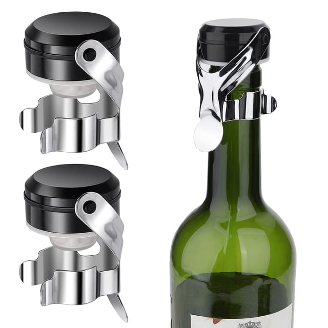 Set Mit 3 Champagnerflaschenverschlüssen, Schutzverschlüsse Für Champagnerflaschen, Korken, Kompatibel Mit Sekt