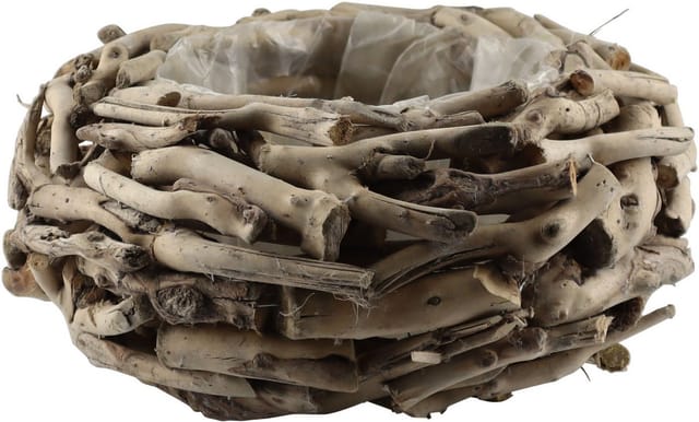 AM Design Dekokranz Kranztopf aus naturbelassenem Holz, perfekt als dekoratives Pflanzgefäß oder für saisonale Arrangements