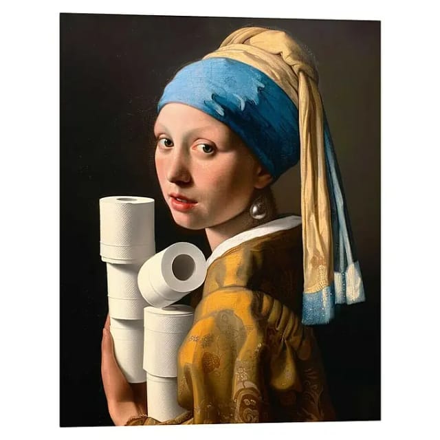 Reinders! Deco-Panel Toiletpaper Girl, Toilette - Blau - MDF - Kunst - 40x50 cm