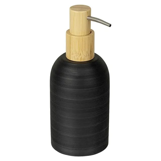 WENKO Seifenspender Altavalle, robuster Dosierspender aus Polyresin und Bambus, moderne Optik, 250 ml