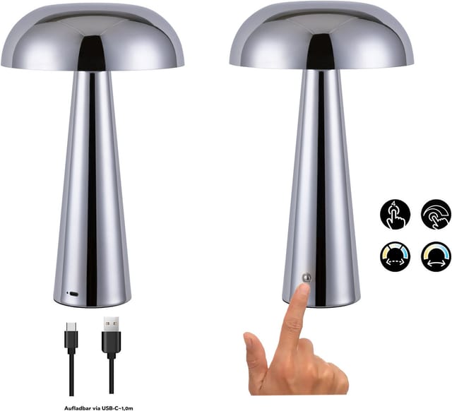 OTTO home LED Tischleuchte Katniss - Akkuleuchte, Dimmer, Dimmfunktion, Ein-/Ausschalter, Farbwechsel, USB-Ladefunktion, mehrere Helligkeitsstufen, LED fest integriert, warmweiß - kaltweiß, Farbwechsel, 2600 mAh Akku, USB-C, Akkulampe, Tischlampe kabellos