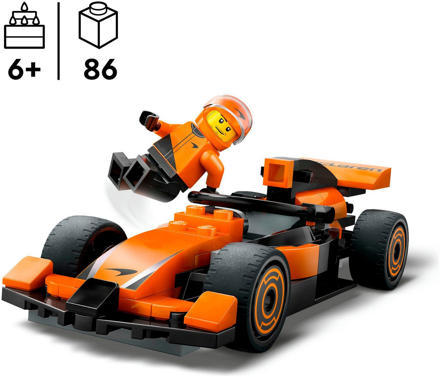 LEGO® F1® Rennfahrer mit McLaren Rennauto (60442), LEGO City Konstruktionsspielsteine, (86 St), Made in Europe Bild 5