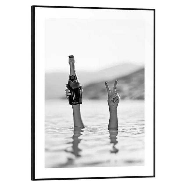 Reinders! Poster Sea Cheers, Hobbyraum - Champange - Schwarz-Weiß - MDF - Humor - 30x40 cm