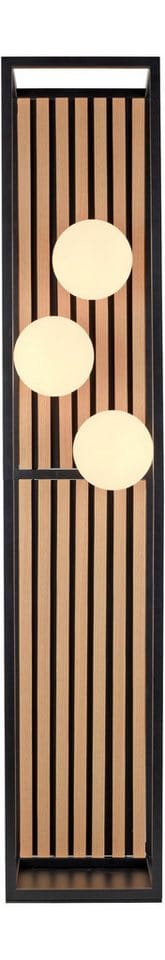 OTTO home Stehlampe Evinnia Akustikpaneele mit Glaskugeln, Ein-/Ausschalter, Leuchtmittel wechselbar, ohne Leuchtmittel, Warmweiß, Holz, Akustik, Paneele, Glas, opal matt weiß, Stehleuchte, Fußschalter