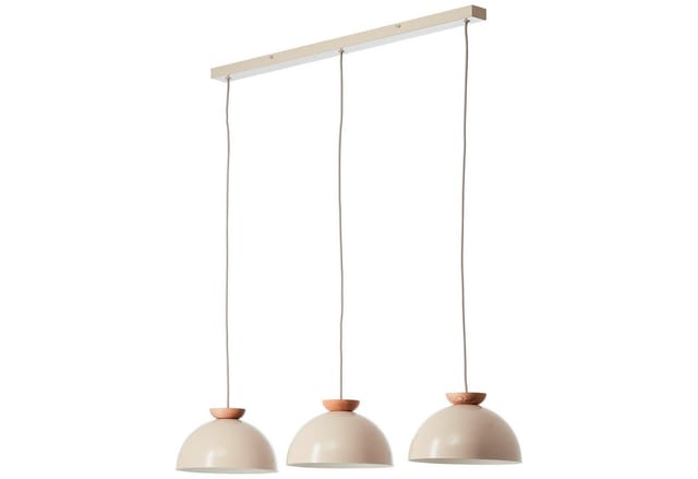 Brilliant Pendelleuchte Nalam, ohne Leuchtmittel, 158 x 100 x 25 cm, 3 x E14, kürzbar, Metall/Holz, natur/beige
