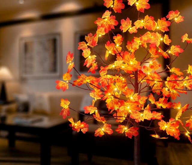BONETTI LED Baum Weihnachtsdeko, LED fest integriert, Warmweiß, Beleuchteter Deko-Herbstbaum mit Ahornblättern