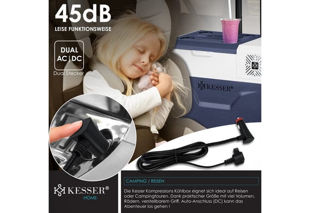 Kesser® Kompressor-kühlbox 30-50l, -20 °c, Mit Rädern - Navyblau, 50 L