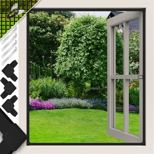 Kesser® Fliegengitter Fenster, Aluminiumrahmen - 80 X 100 Cm, Anthrazit