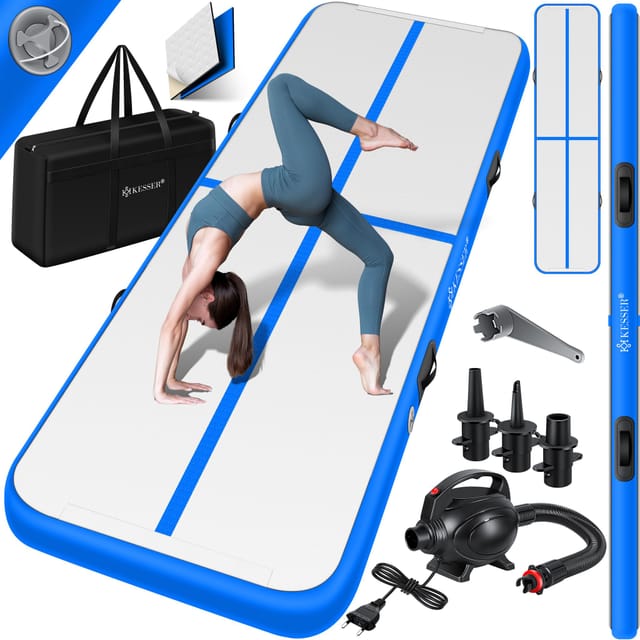 Kesser® Airtrack Gymnastikmatte, Aufblasbar - 400 X 100 X 10 Cm, Blau