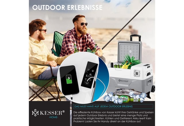 Kesser® Kompressor-kühlbox 30-50l, -20 °c, Mit Rädern - Grau, 30 L