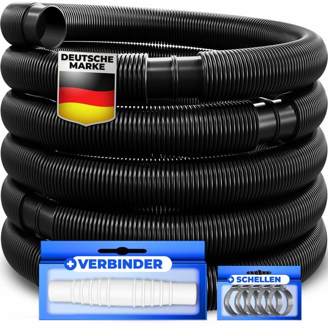 Kesser® Poolschlauch Flexibel Mit Muffen - Schwarz, Länge 12 M ( Ø 38 Mm )