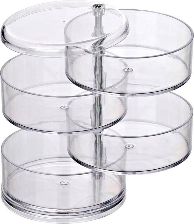 WENKO Badorganizer Tower, Kosmetik-Aufbewahrung mit 4 Fächern, transparent