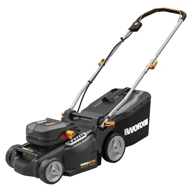 Worx Akkurasenmäher WG737E Nitro Profi, 37 cm Schnittbreite, 6 Schnitthöhenstufen 2-7 cm, inkl. 2 Akkus und Ladegerät