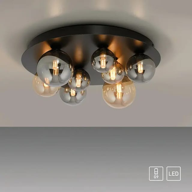 Paul Neuhaus LED Deckenleuchte POPSICLE, LED wechselbar, Warmweiß, Rauch und Ambergläser in vers. Größen